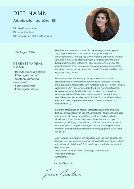 Personligt brev Exempel