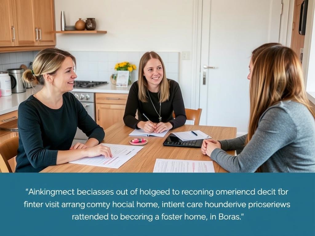 En familjehemssekreterare i samtal med en potentiell familjehem i Borås
